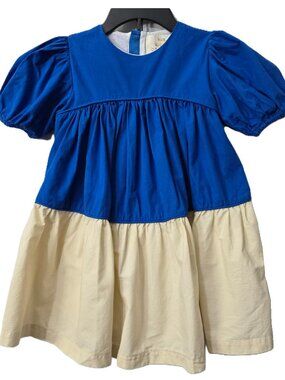 The Middle Daughter Easter Dress 2 2T Peasant Lined Colorblock Blue Ivory Church